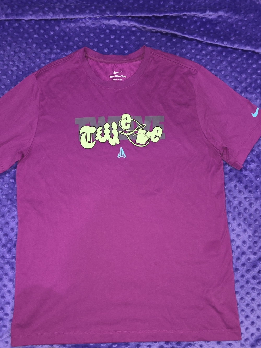 Nike Purple Short-Sleeve Tee with Lime Graphic